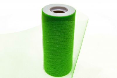 Фатин в шпульках 16-146, 10 гр/м2, шир. 15 см (в нам. 25+/-1 м), цвет зелёный - купить в Бийске. Цена: 100.69 руб.