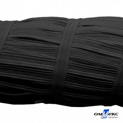 Резиновые нити с текстильным покрытием, шир. 6 мм (55 м/уп), цв.-черный - купить в Бийске. Цена: 210.75 руб.