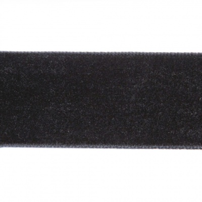 Лента бархатная нейлон, шир.25 мм, (упак. 45,7м), цв.03-черный - купить в Бийске. Цена: 800.84 руб.