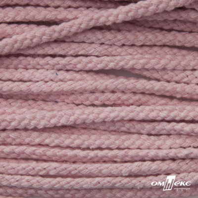 Шнур плетеный d-6 мм круглый, 70% хлопок 30% полиэстер, уп.90+/-1 м, цв.1087-розовый - купить в Бийске. Цена: 588 руб.