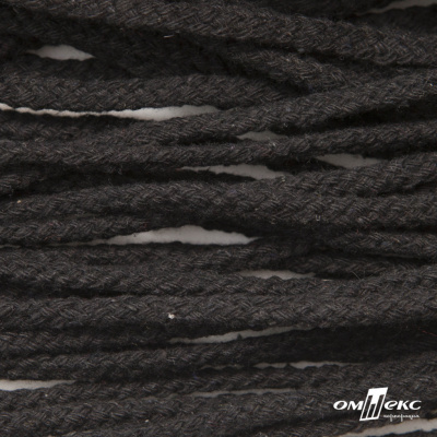 Шнур плетеный d-6 мм круглый, 70% хлопок 30% полиэстер, уп.90+/-1 м, цв.1078-черный - купить в Бийске. Цена: 588 руб.