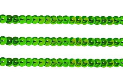 Пайетки "ОмТекс" на нитях, CREAM, 6 мм С / упак.73+/-1м, цв. 94 - зеленый - купить в Бийске. Цена: 297.48 руб.