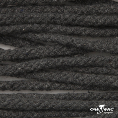 Шнур плетеный d-6 мм круглый, 70% хлопок 30% полиэстер, уп.90+/-1 м, цв.1088-т.серый - купить в Бийске. Цена: 588 руб.