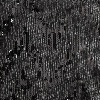 Трикотажное полотно с пайетками, шир.130 см, #311-бахрома чёрная - купить в Бийске. Цена 1 183.35 руб.