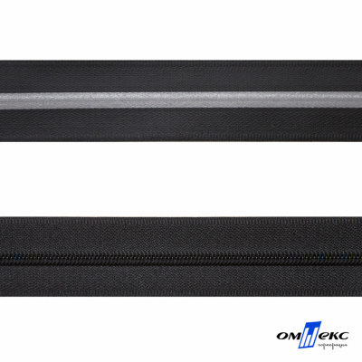 Рулонная молния с покрытием PVC спираль тип 3 (упак.270м) -черная с полосой СВО - купить в Бийске. Цена: 12.87 руб.