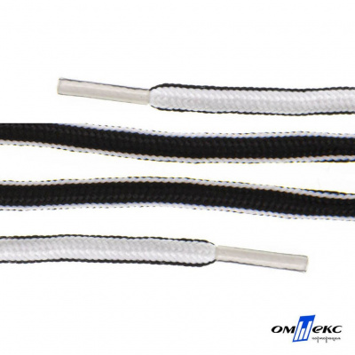 Шнурки #4-27, круглые 130 см, двухцветные (черно/белый) - купить в Бийске. Цена: 47.04 руб.