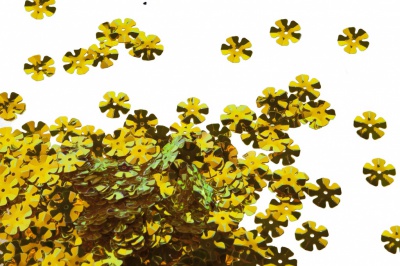 Пайетки "ОмТекс" россыпью,DOUBLE SIDED GOLD,цветок 14 мм/упак.50 гр, цв. 0460-золото - купить в Бийске. Цена: 80.12 руб.