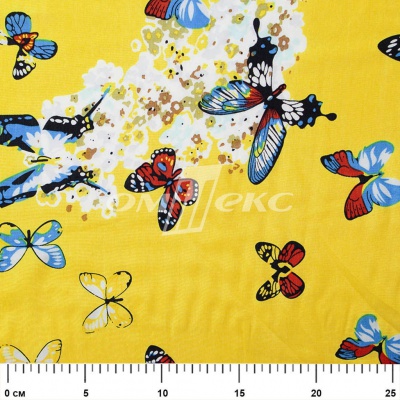 Плательная ткань "Софи" 7.2, 75 гр/м2, шир.150 см, принт бабочки - купить в Бийске. Цена 241.49 руб.