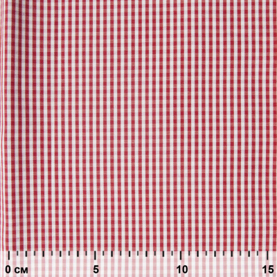 Ткань сорочечная Клетка Виши, 115 г/м2, 58% пэ,42% хл, шир.150 см, цв.5-красный, (арт.111) - купить в Бийске. Цена 306.69 руб.