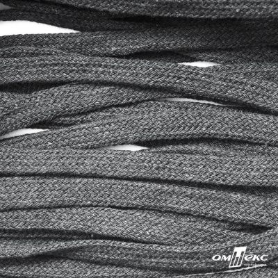 Шнур плетеный d-8 мм плоский, 70% хлопок 30% полиэстер, уп.85+/-1 м, цв.1027-серый - купить в Бийске. Цена: 735 руб.