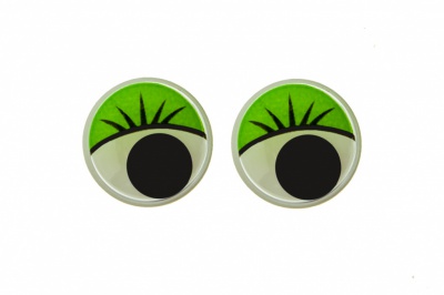 Глазки для игрушек, круглые, с бегающими зрачками, 15 мм/упак.50+/-2 шт, цв. -зеленый - купить в Бийске. Цена: 113.01 руб.