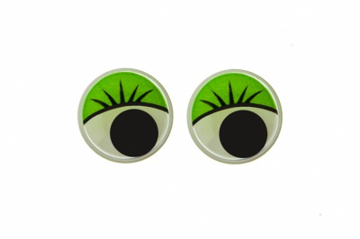 Глазки для игрушек, круглые, с бегающими зрачками, 12 мм/упак.50+/-2 шт, цв. -зеленый - купить в Бийске. Цена: 96.01 руб.