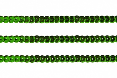Пайетки "ОмТекс" на нитях, SILVER-BASE, 6 мм С / упак.73+/-1м, цв. 4 - зеленый - купить в Бийске. Цена: 484.77 руб.