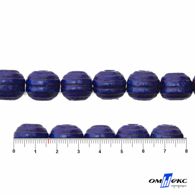 0309-Бусины деревянные "ОмТекс", 16 мм, упак.50+/-3шт, цв.006-синий - купить в Бийске. Цена: 62.22 руб.